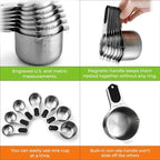 Spring Chef Magnetic Stainless Steel Measuring Cups, Kitchen Tools - Image 4
