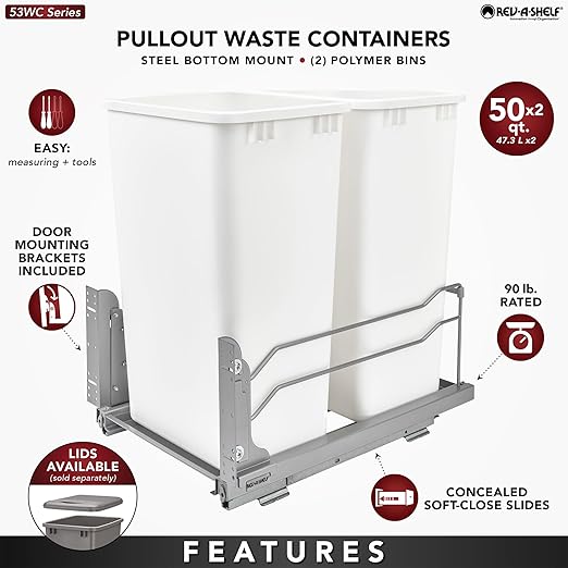 Rev-A-Shelf Pullout Dual Trash Cans - Image 4