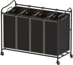 Simple Houseware 4-Bag Heavy Duty Laundry Sorter Rolling Cart by SimpleHouseware