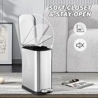 Bathroom Trash Can with Soft-Close Lid 3.5 Gallon Stainless Steel Garbage Can - Image 5