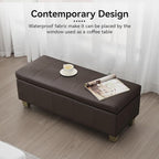 41" Faux Leather Storage Ottoman, Stitch Tufted Rectangle Upholstered End of - Image 7