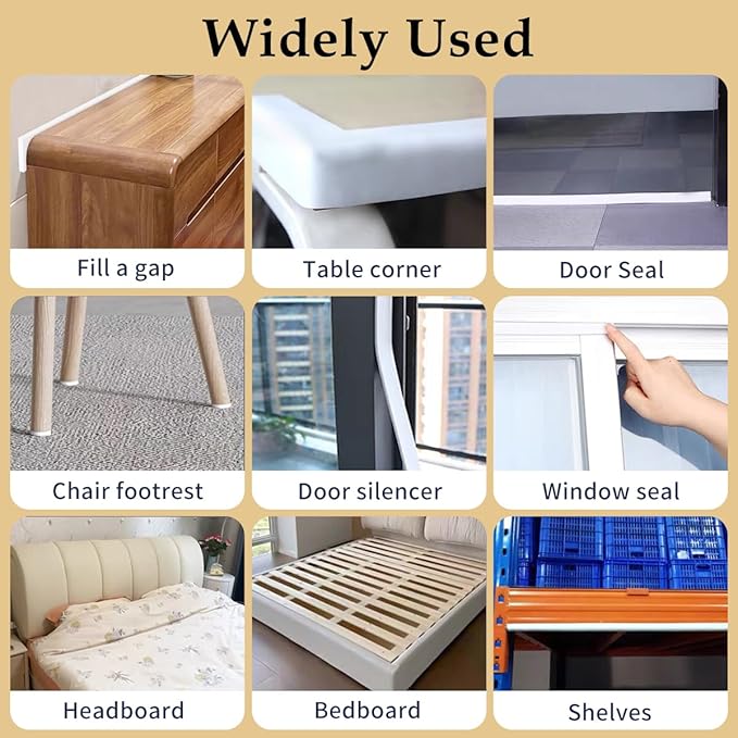 Weather Stripping Door Seal White, Self Adhesive Foam Tape, Window Insulation - Image 7