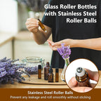KEYWING 54 Pack Empty Essential Oil Roller Bottles – 10ml Amber Glass Roll-On - Image 5