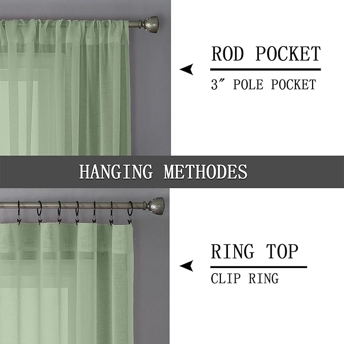 Tollpiz Sheer Curtain Linen Textured Living Room Curtains Sheer Light Filtering - Image 5