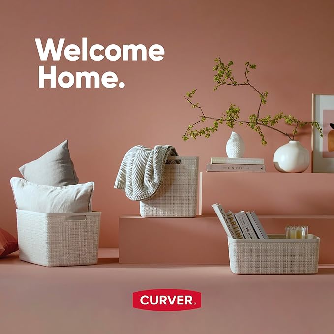 Curver Jute Decorative Plastic Organization and Storage Basket Perfect Bins - Image 10
