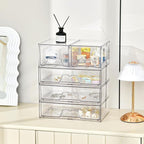 4 Pack Stackable Storage Drawers Clear Acrylic Organizer Bathroom Makeup - Image 6