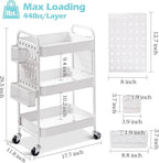 TOOLF 3-Tier Rolling Cart, Metal Utility Storage Cart - Image 7