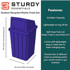 32 Gallon Square Slatted 100% Recycled Plastic Heavy-Duty Commercial Outdoor or - Image 2
