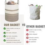 danpinera 79 L Large Laundry Basket, Tall Woven Cotton Storage Hamper - Image 5