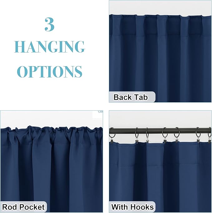 RYB HOME Blackout Kitchen Curtains, Thermal Insulated Back Tabs Window Curtain - Image 4