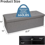 GLAXYFUR 43.3 inches Folding Storage Ottoman Bench Storage Chest Footrest - Image 3