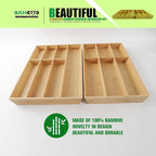 V-Shaped Extra Large Bamboo Drawer Organizer Set of 2, Kitchen Cutlery Tray - Image 4