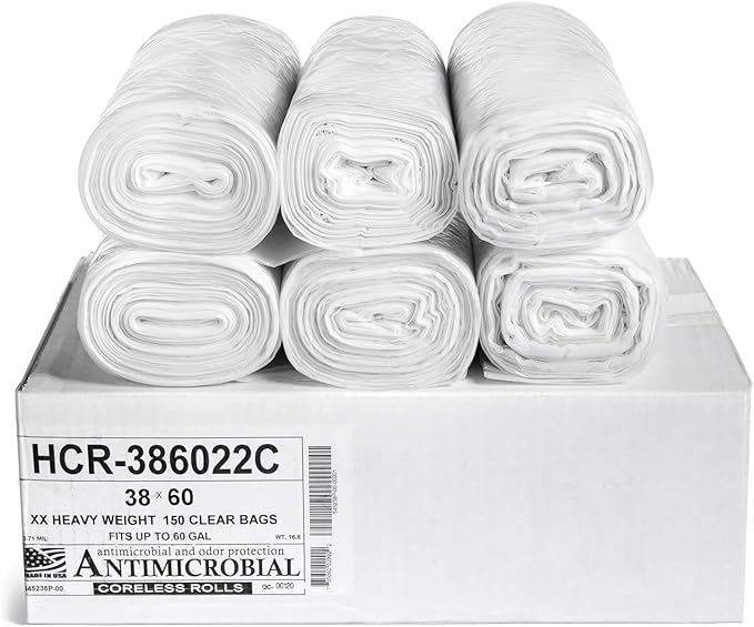 Aluf Plastics High Density Trash Bags, 60 Gallon, 22 Micron, by AlufPlastics