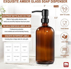 GMISUN Amber Glass Soap Dispenser, 4 Pack Bathroom Hand Soap Dispensers - Image 3