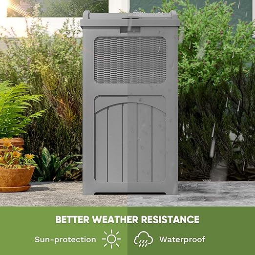 Patiowell 36 Gallon Outdoor Trash Can, Resin Outdoor Garbage Can - Image 8