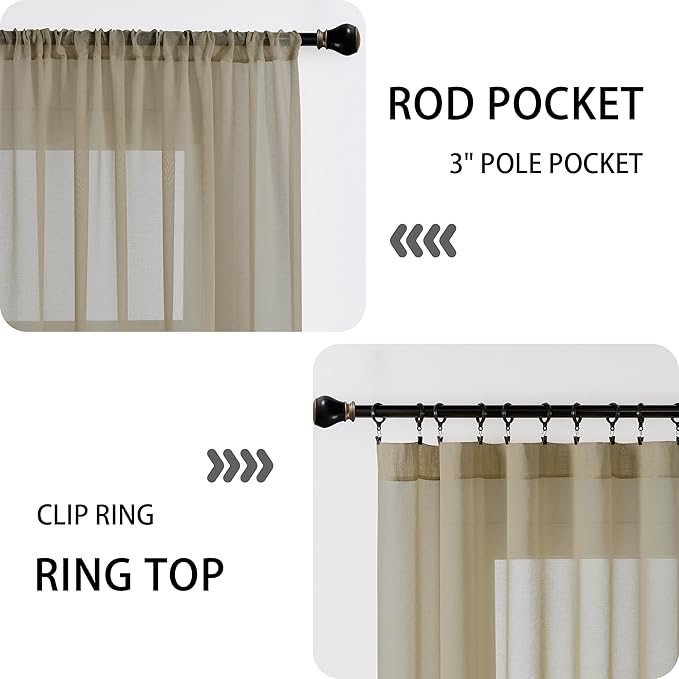 Tollpiz Small Sheer Door Curtain Closet Linen Textured Curtain Sheers Doorway - Image 5