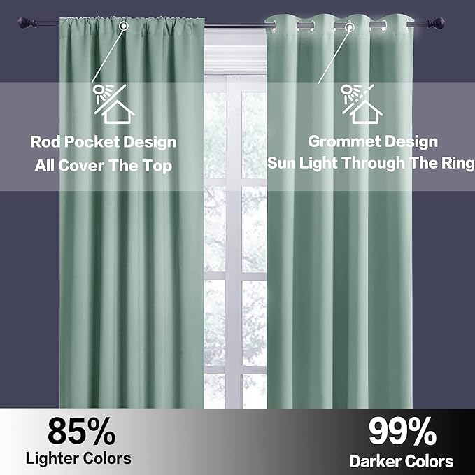 RYB HOME Dorm Curtains Room Darkening, 45 inch Length Privacy Window Treatment - Image 6