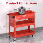 3 Tier Rolling Tool Cart on Wheels, Heavy Duty Service Cart Industrial Utility - Image 5