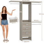 4FT Small Closet System with 3 Fabric Drawers, Flexible Built-In Clothes - Image 6