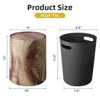 Wood Grain Plastic Trash Can Swing Top Lid, 4Gal/15L Farmhouse Wastebasket Bin - Image 4