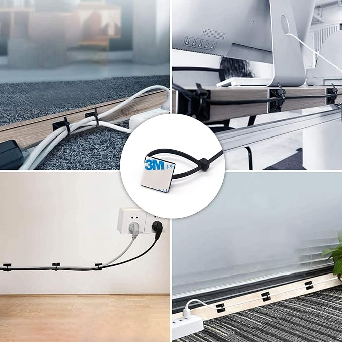 50 Set Cable Zip Tie Self Adhesive Mounts Kit - Image 7