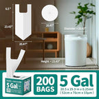 Small Trash Bags with Handles 5 Gallon 200 Count White - Image 6