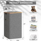 BALEINE Laundry Hamper with Lid, Tall Laundry Baskets with Bamboo Pull Handles - Image 3