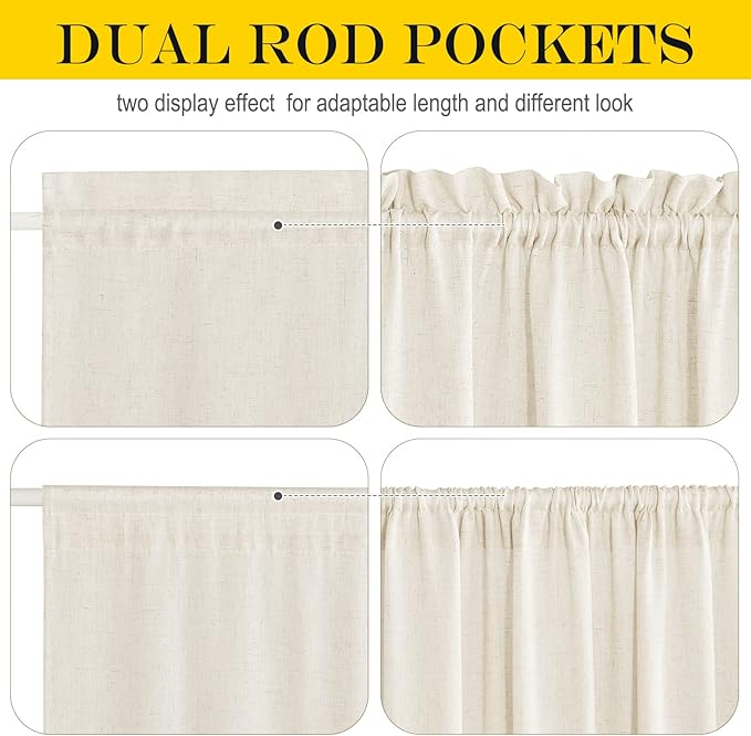 NICETOWN Door Window Curtains 80 inch Length, Farmhouse Linen Textured Front - Image 3