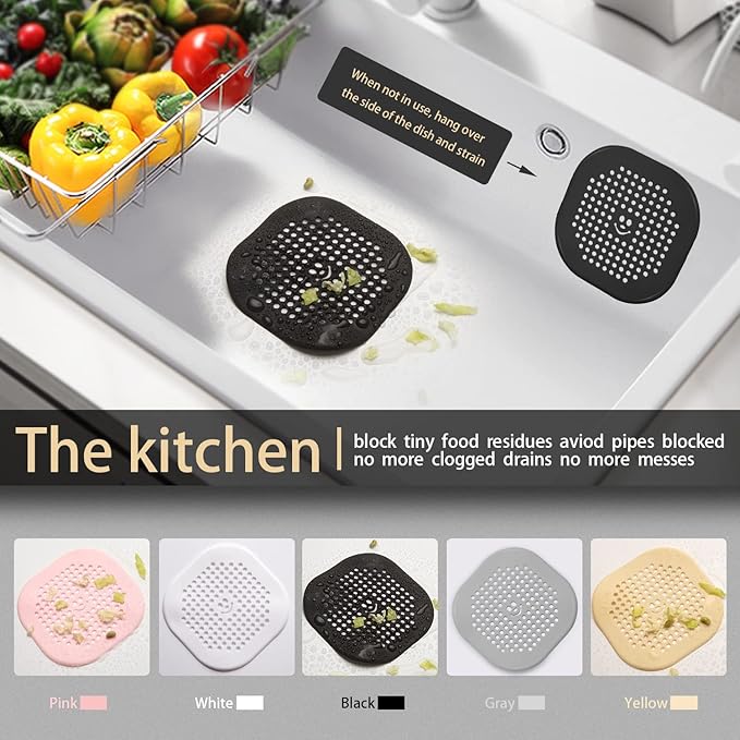 2 Pack Drain Hair Catcher Silicone Drain Cover Sink Drain Strainer Hair Stopper - Image 3