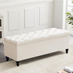 Storage Ottoman 50.2 Inches Upholstered Fabric Storage Ottoman Bench，Button by LivingGiving