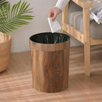 Wood Grain Plastic Trash Can Bedroom, Round 2-Pack, 3.4 Gal Farmhouse - Image 2