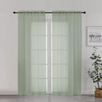 Chyhomenyc Sage Green Sheer Curtains 72 Inch Length 2 Panels, Light Filtering by Chyhomenyc