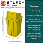 32 Gallon Square Slatted 100% Recycled Plastic Heavy-Duty Commercial Outdoor or - Image 2