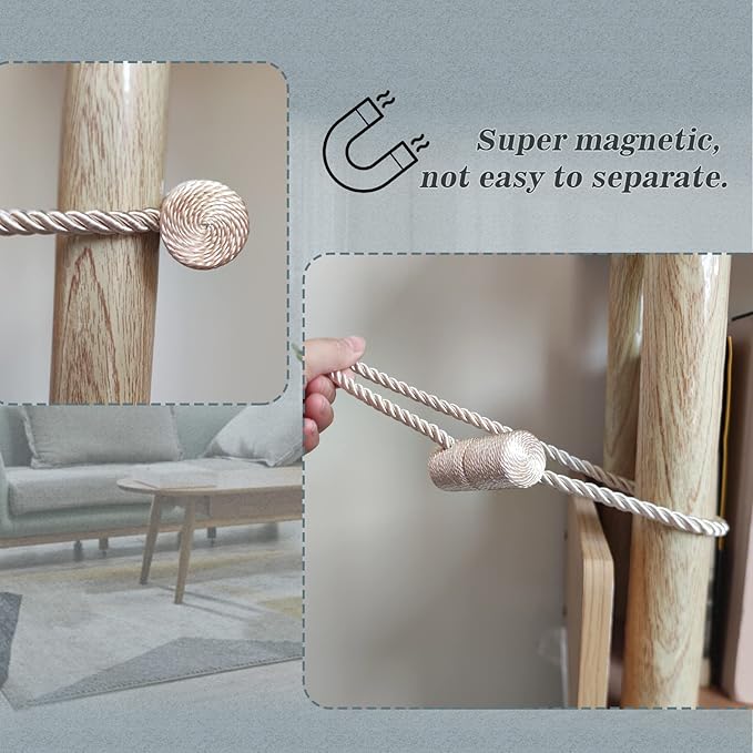 Hion Magnetic Curtain Tiebacks Dark Brown 6 Pack, Curtain Tiebacks Buckles - Image 6