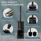 FORIOUS Toilet Brush and Holder Set, Heavy Duty 304 Stainless Steel Base Square - Image 2