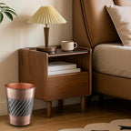Monarch Abode Metal Wastebasket Trash Can, Handcrafted, Wave Embossed, Bathroom - Image 8