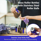 KEYWING 54 Pack Blue Essential Oil Roller Bottles – 10ml Glass Roll-On Bottles - Image 5