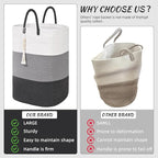 Woven Laundry Basket for Clothes, 100 L Large Rectangle Laundry Hampers - Image 6
