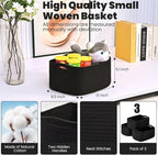 Small Black Baskets for Organizing, Storage Baskets for Shelves, Small Woven - Image 3