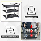 Plastic Utility Cart with Anti-Tangle Wheels, Solid Armrests, 450 Lbs Heavy - Image 2