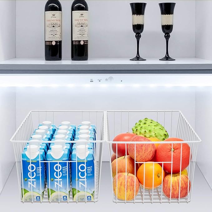16inch Freezer Storage Organizer Baskets, Household Wire Refrigerator Bins - Image 7