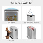 GarveeHome 60L/16 Gal Kitchen Trash Can, 2×8 Gal Pedal Trash Bin - Image 2