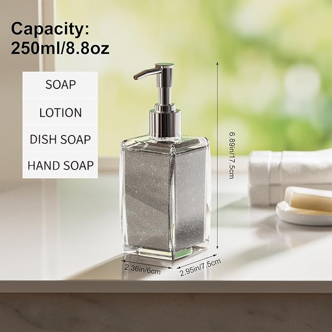 White Soap Dispenser with Refillable Plastic Pump - Image 8