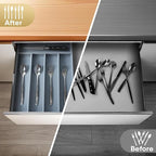 Silverware Organizer, 10 Inch Utensil Organizer Kitchen Drawer Organizer Bamboo - Image 4