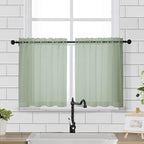 Chyhomenyc Sheer Curtains Tiers 42W x 24L Inches 2 Pieces Set, Light Filtering - Image 8