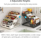 3 Tier Foldable Spice Rack for Countertop Iron Kitchen Seasoning Organizer for - Image 2
