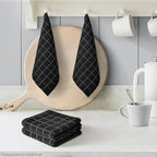 Artoid Mode Checkered Designed Cotton Black Terry Kitchen Dish Cloths, 12x12 - Image 2