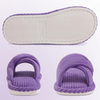 Evshine Summer House Slippers for Women Corduroy Cross Bow Indoor Slippers Open - Image 5