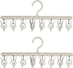 Clothes Hanger 2 Pack with 8 Clips, Clothes Drying Racks Windproof by Foshine