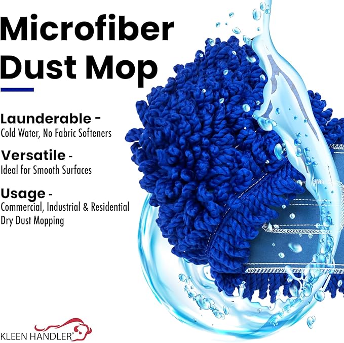 Kleen Handler 48 inch Microfiber Dust Mop | Extra Large Washable Commercial Mop - Image 7